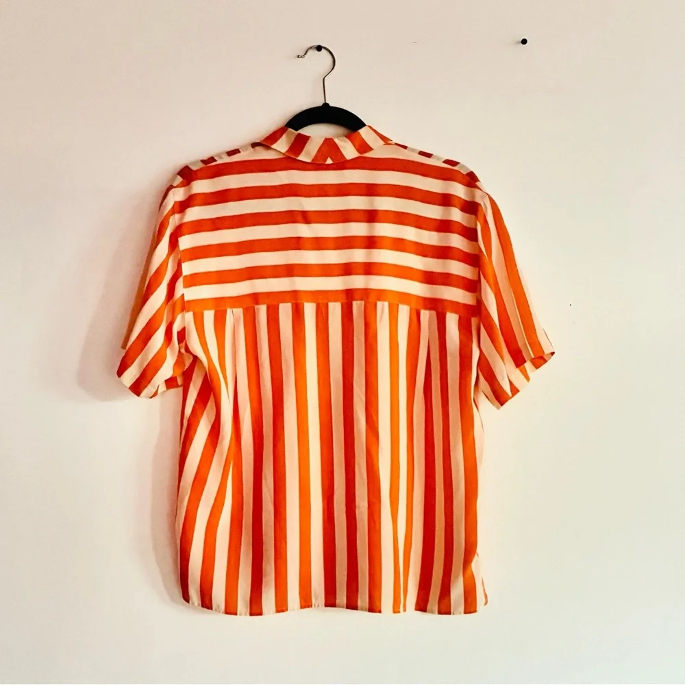 Liz Claiborne vintage orange striped silk button down - Picture 2 of 3